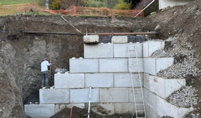 Terrassement de garage en bloc légo à La Clusaz